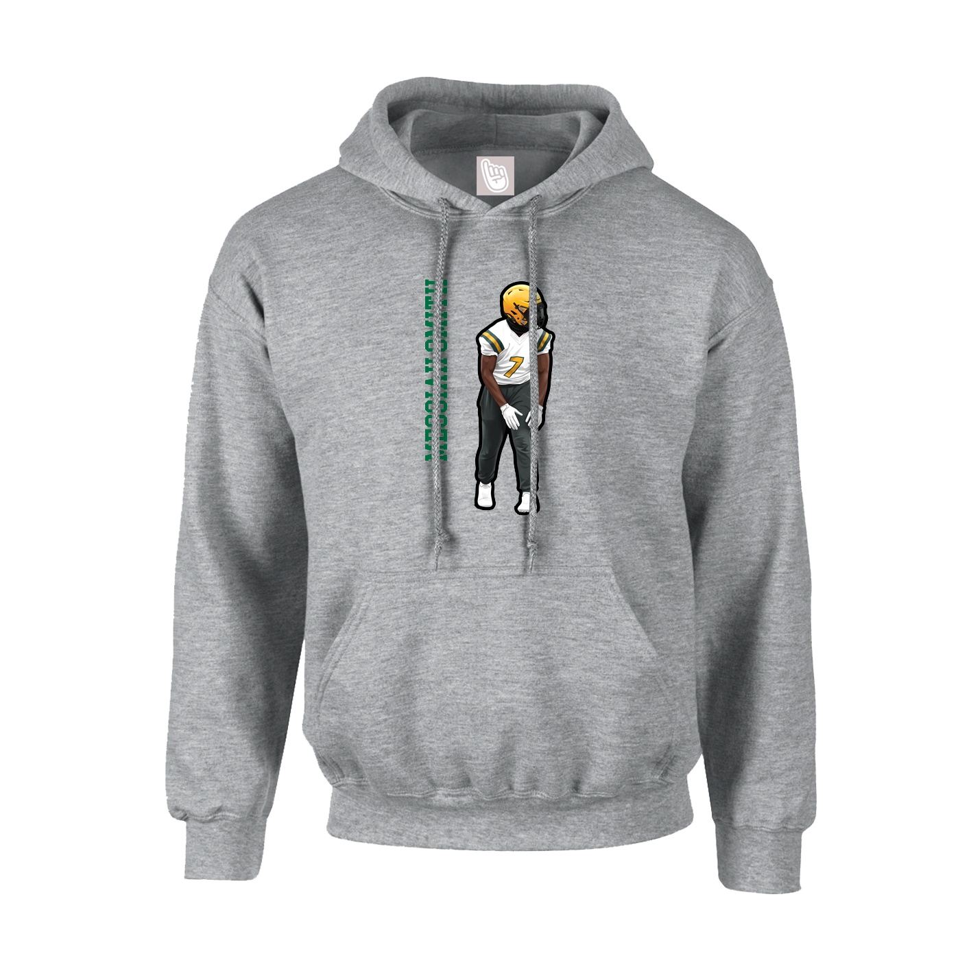 Hoodie — Name Vertical in Grey