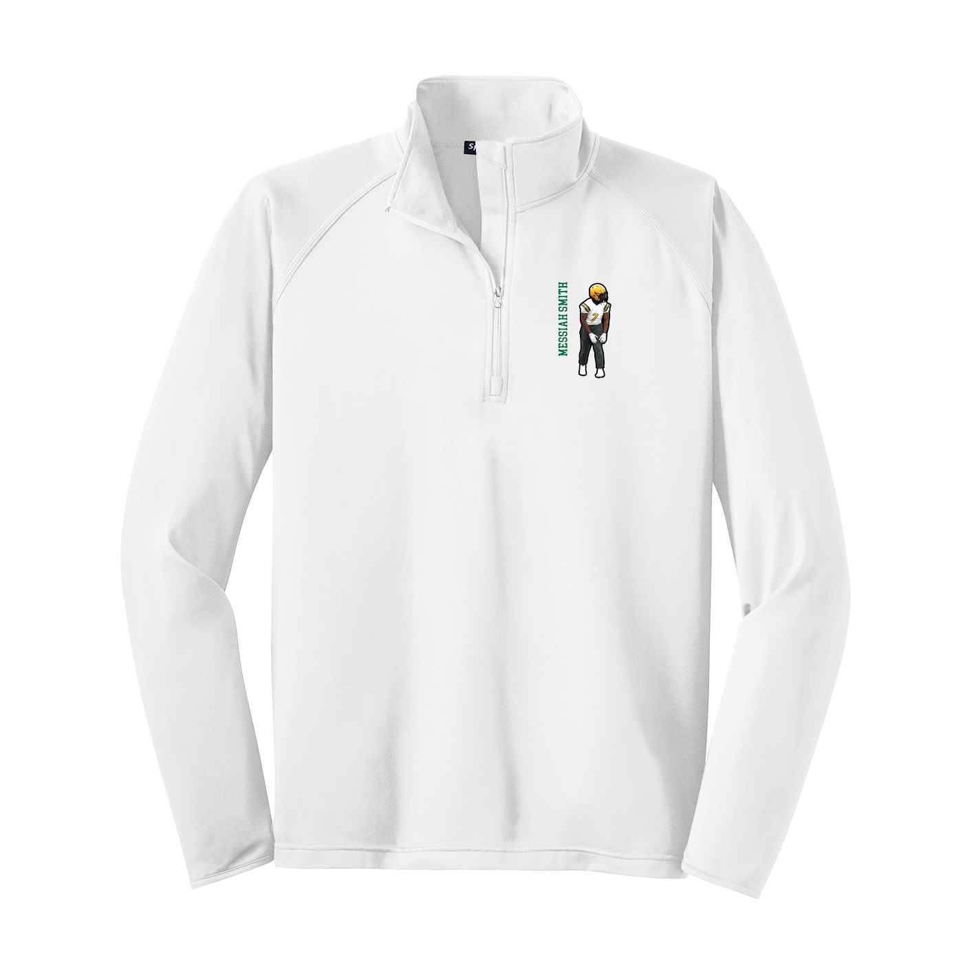 Q-Zip Pullover — Name Vertical in White
