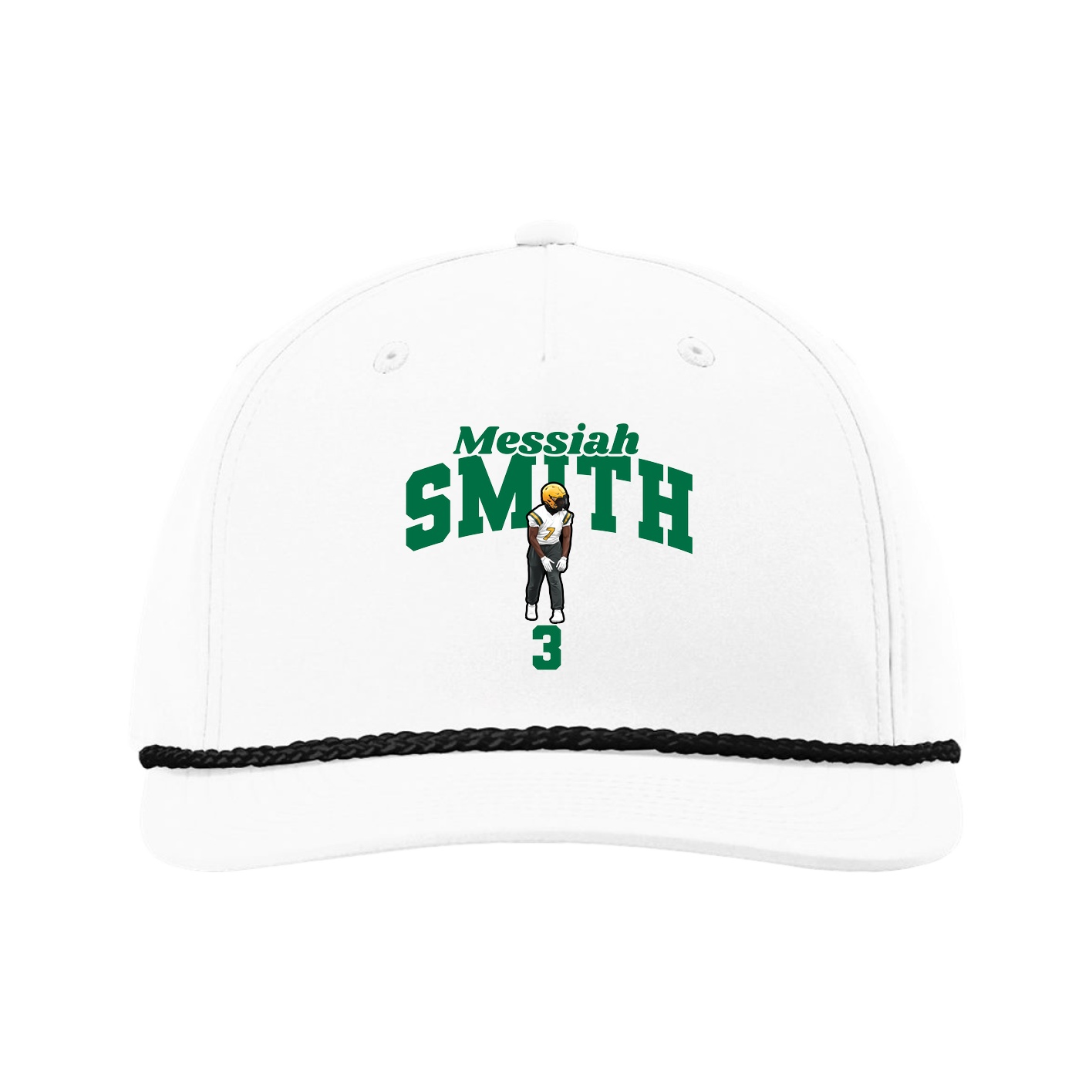 Five-Panel Classic Rope Cap — Signature Arch in White