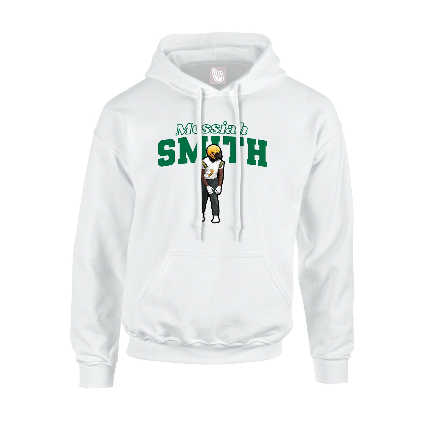 Youth Hoodie — Name Arch in White