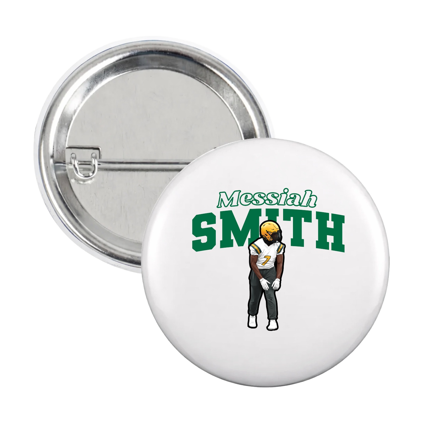 Game Day Button — Name Arch in White