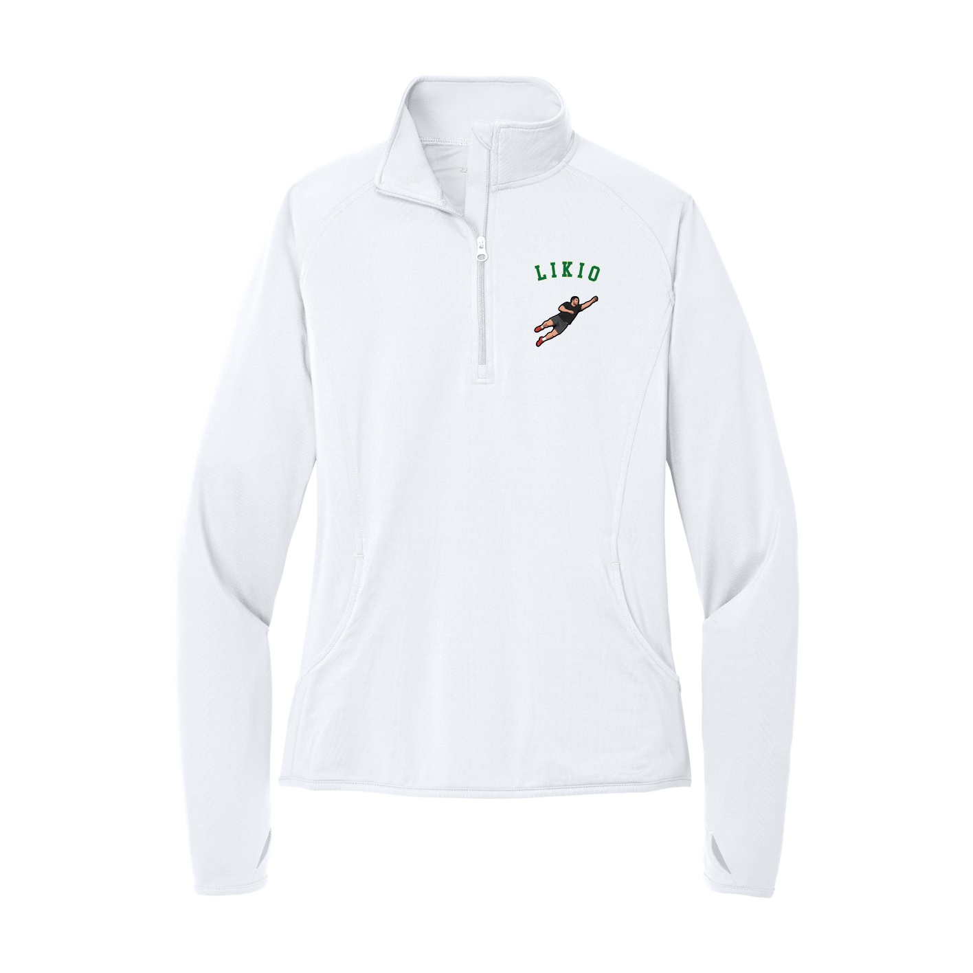 Women's Q-Zip Pullover — Shirsey Arch in White