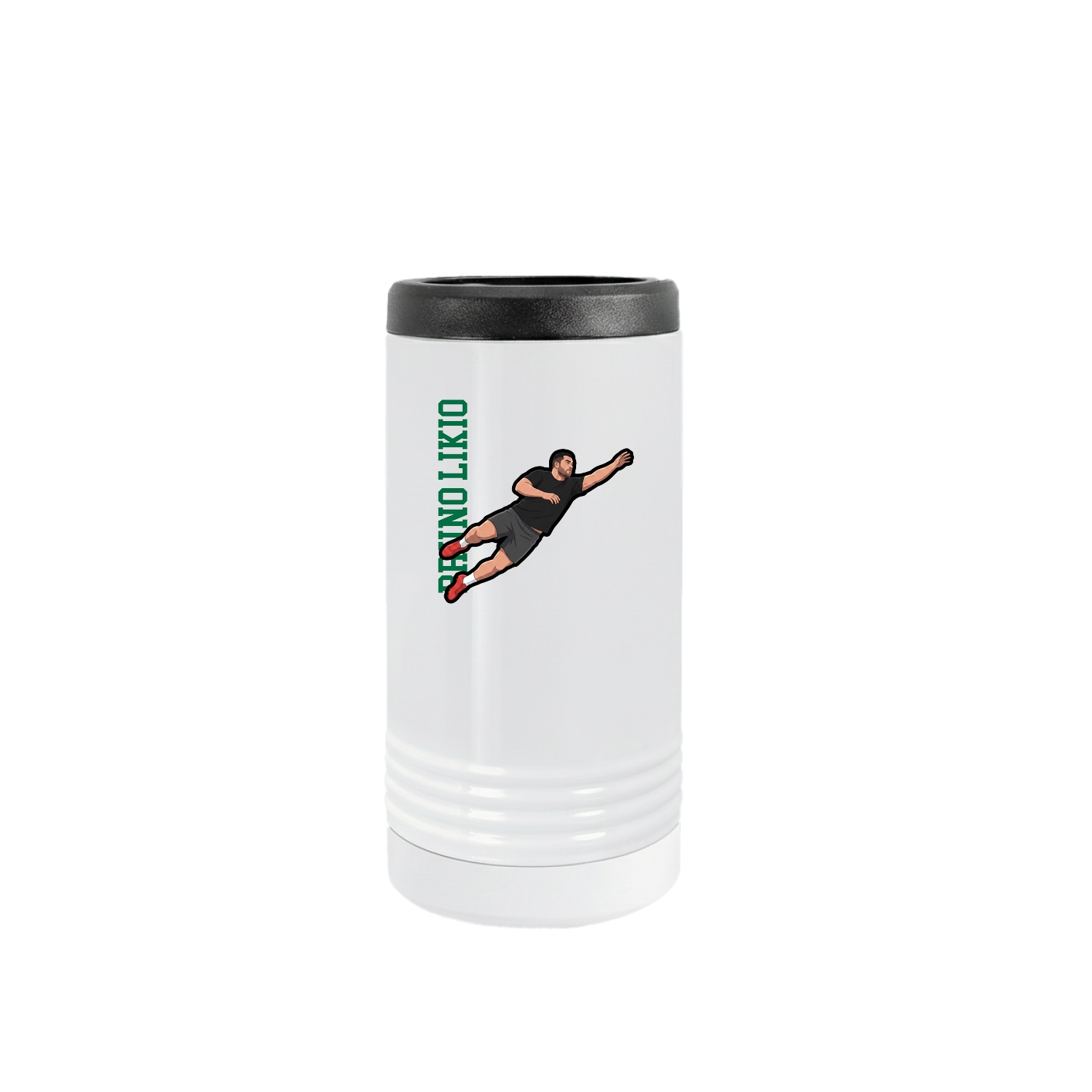 Slim Beverage Holder — Name Vertical in White