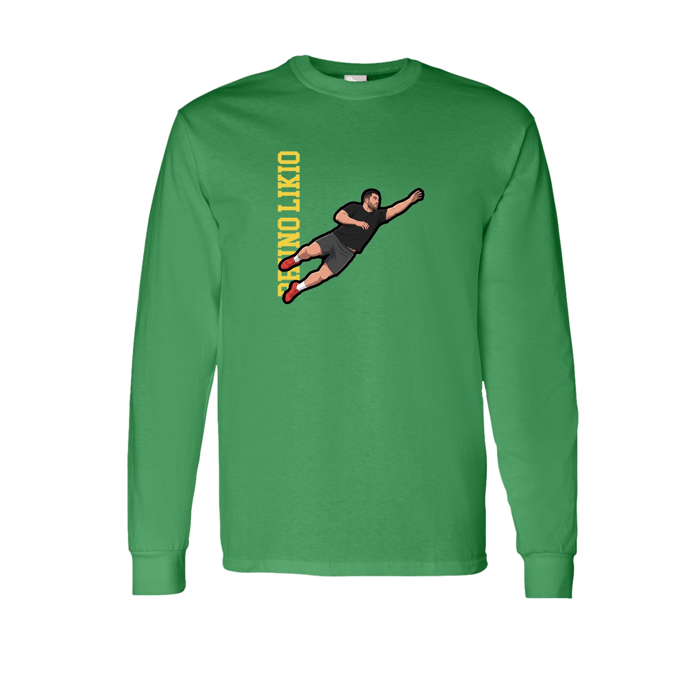 Long Sleeve Tee — Name Vertical in Green