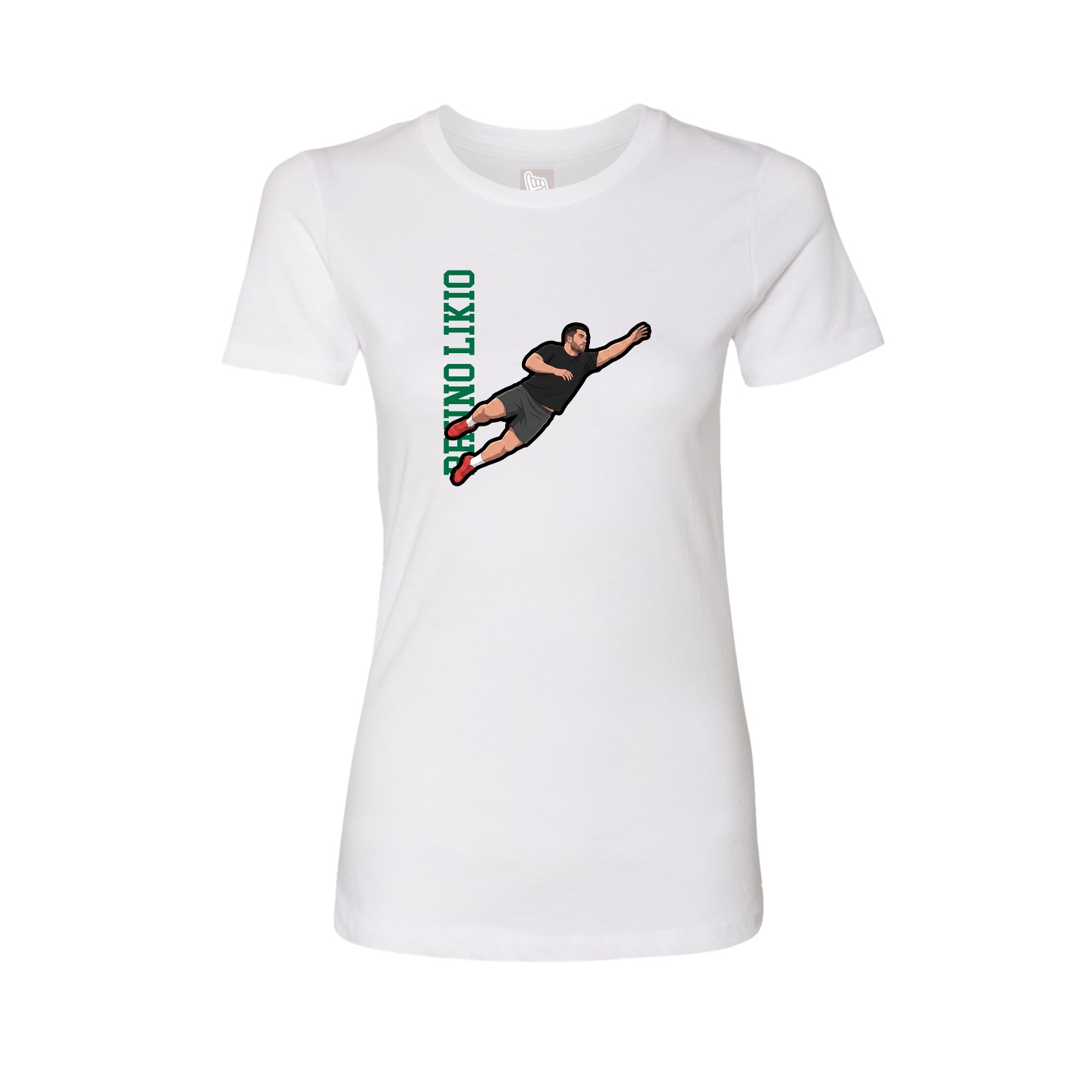 Fitted Women's Tee — Name Vertical in White