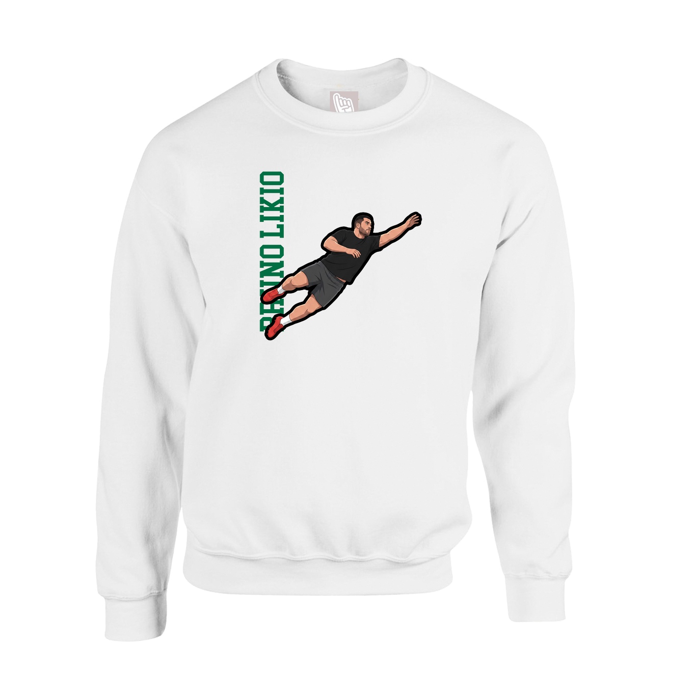 Fleece Crew — Name Vertical in White