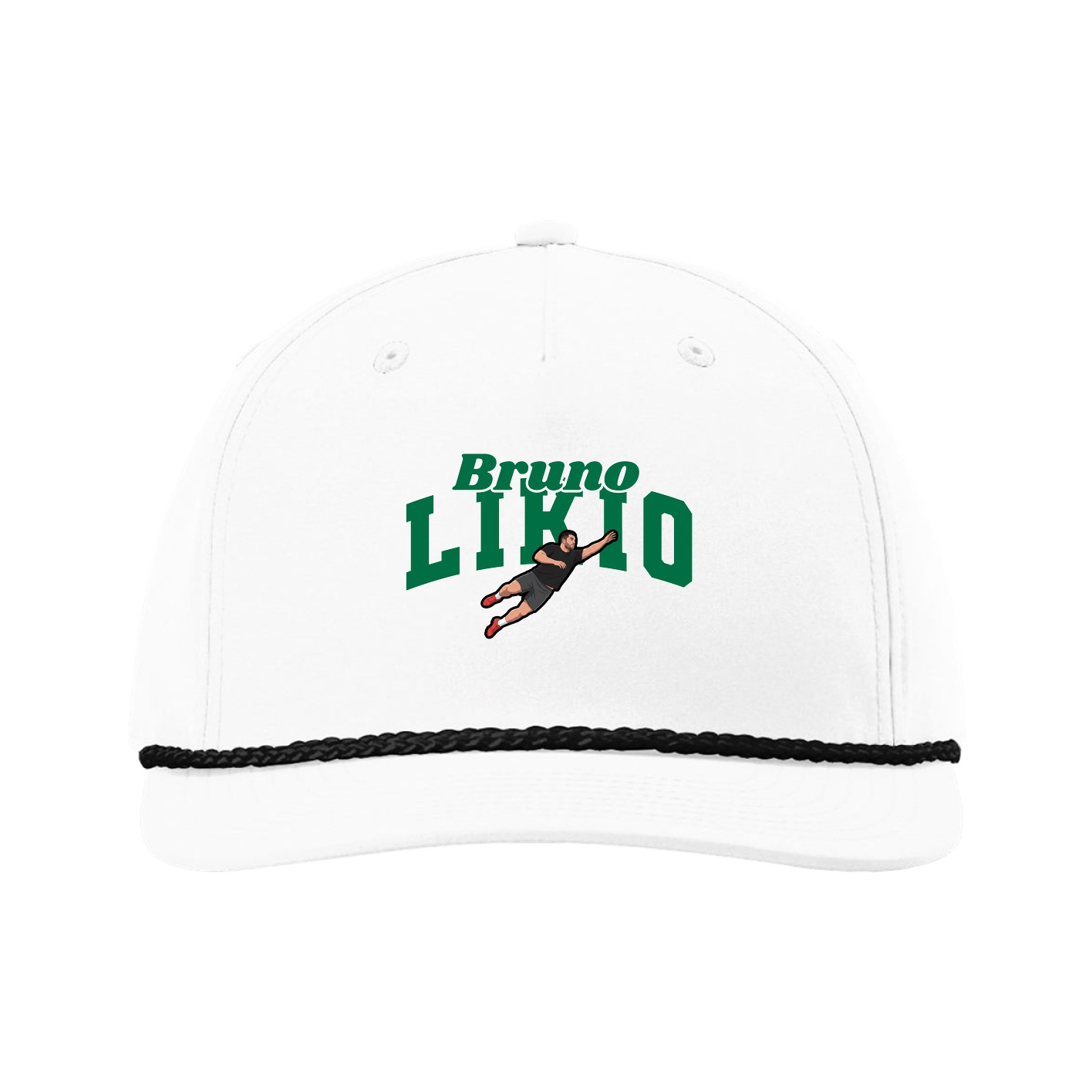Five-Panel Classic Rope Cap — Signature Arch in White