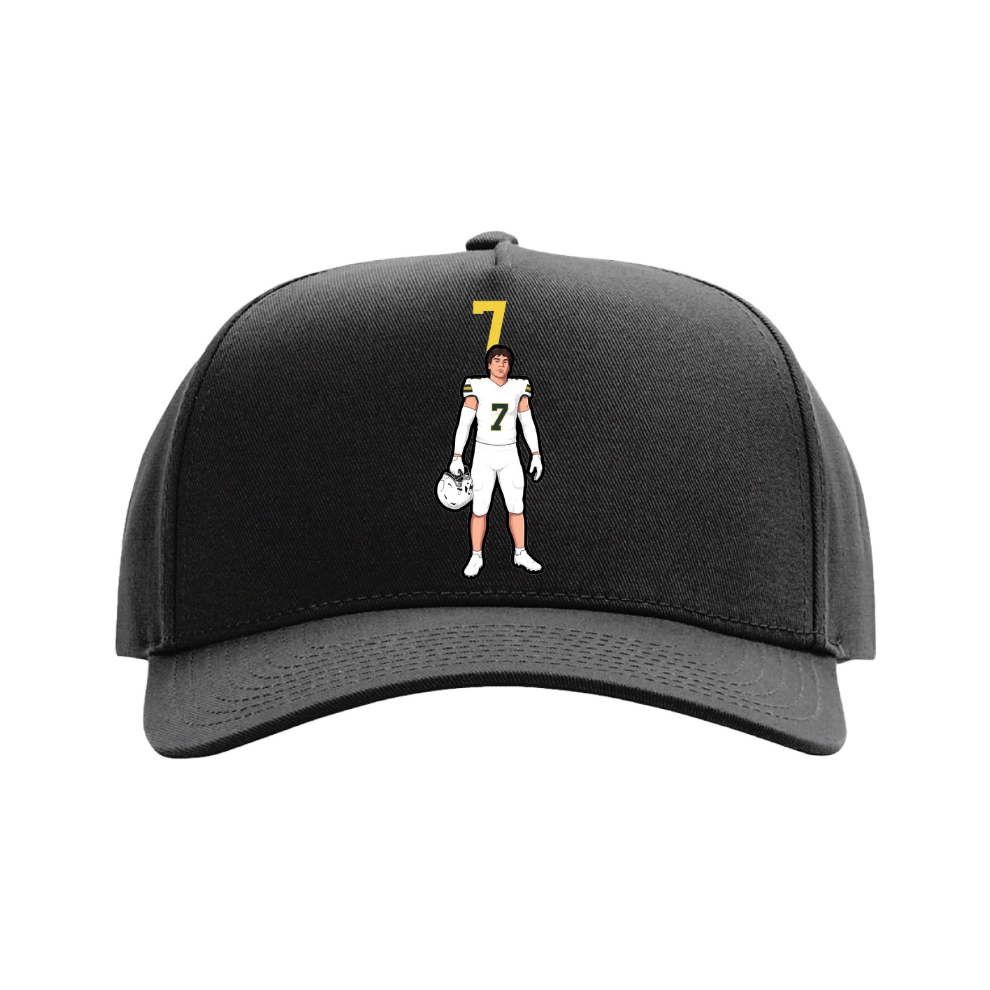 Full Fabric Five-Panel Champ Cap — Number Top in Black