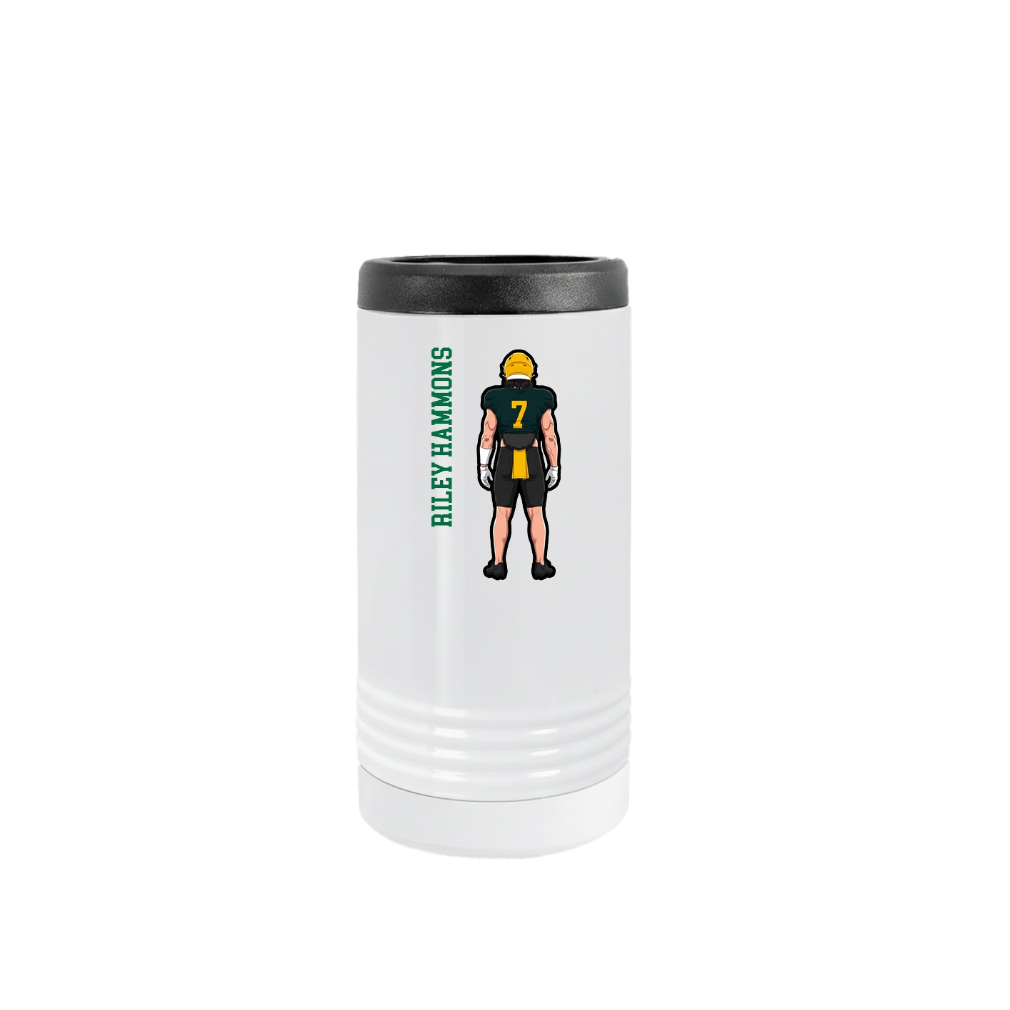 Slim Beverage Holder — Name Vertical in White