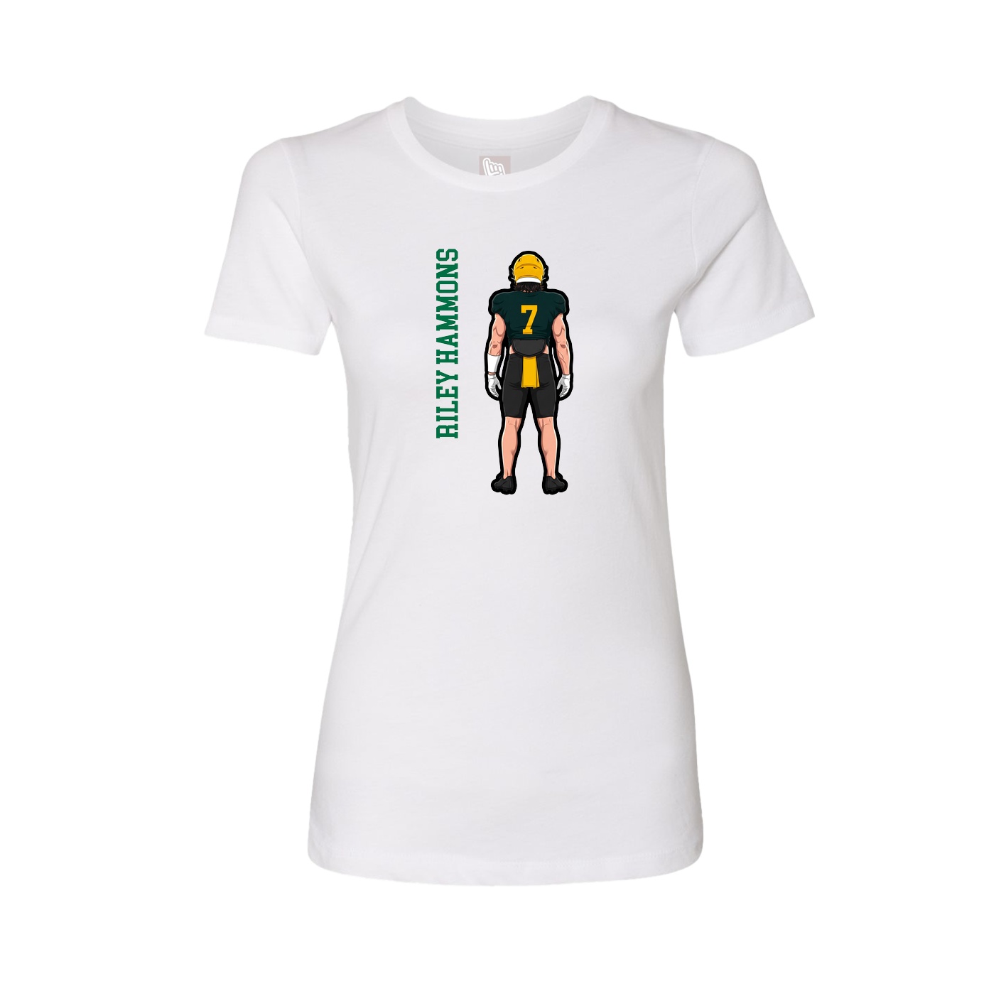 Fitted Women's Tee — Name Vertical in White