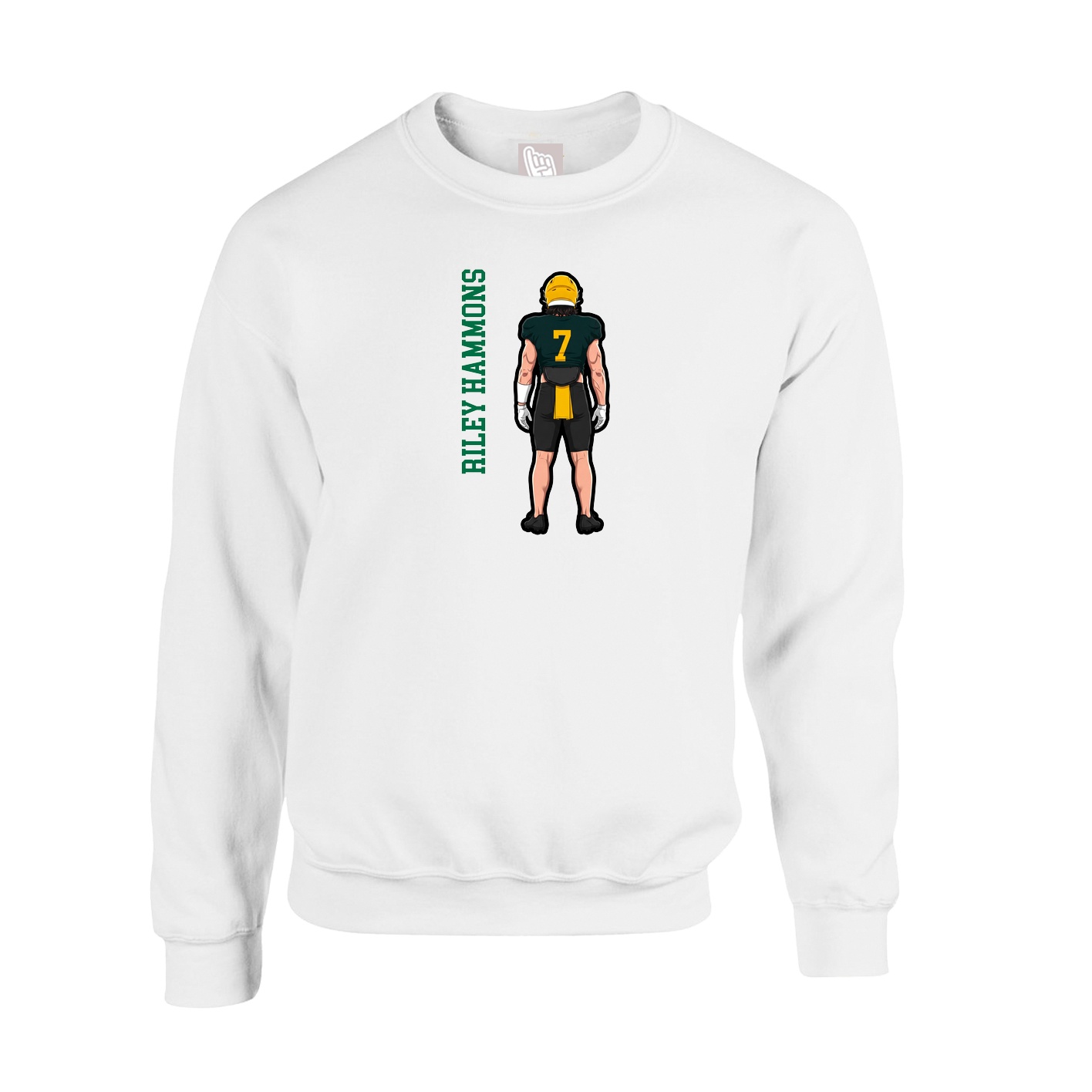 Fleece Crew — Name Vertical in White