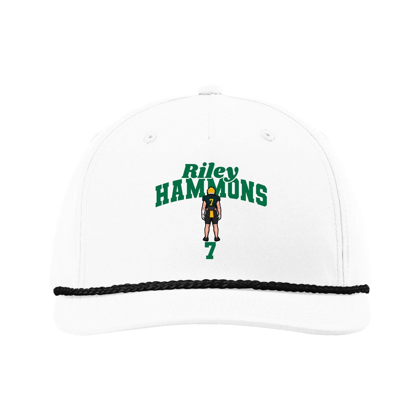 Five-Panel Classic Rope Cap — Signature Arch in White