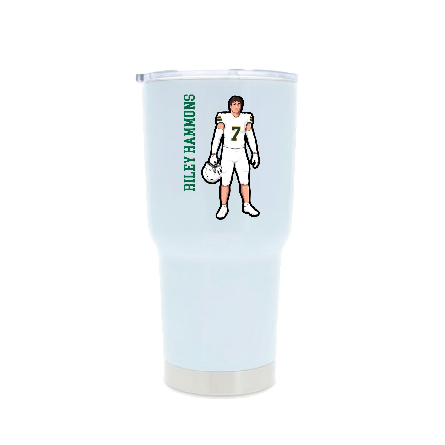30oz Stainless Steel Tumbler — Name Vertical in White