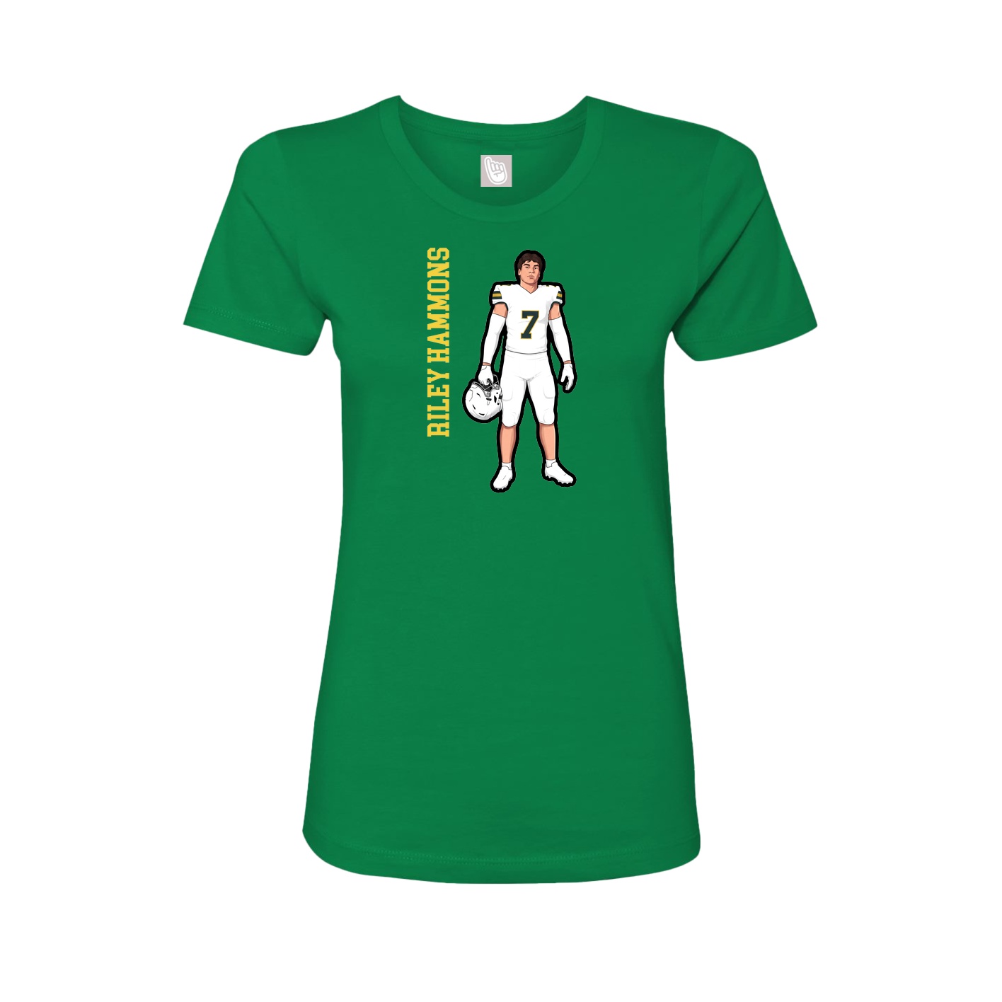 Fitted Women's Tee — Name Vertical in Green