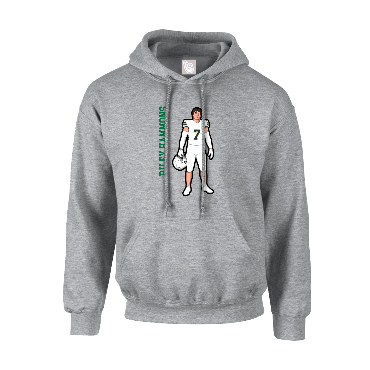 Youth Hoodie — Name Vertical in Grey