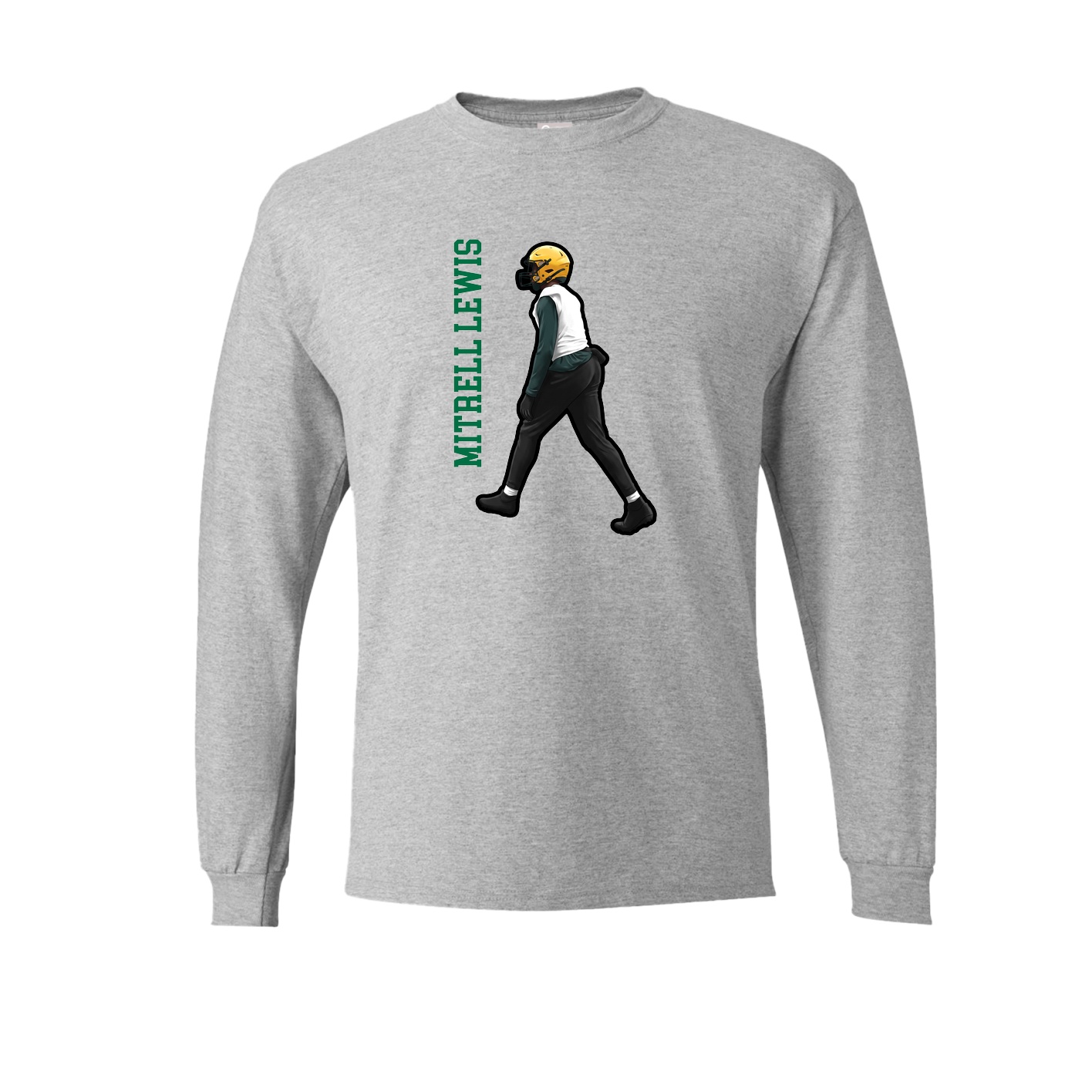 Long Sleeve Tee — Name Vertical in Grey
