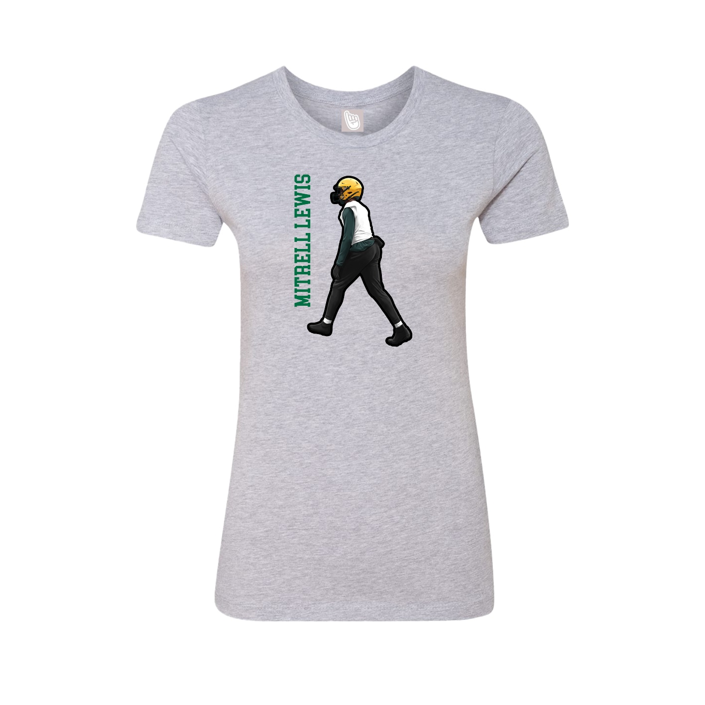 Fitted Women's Tee — Name Vertical in Grey