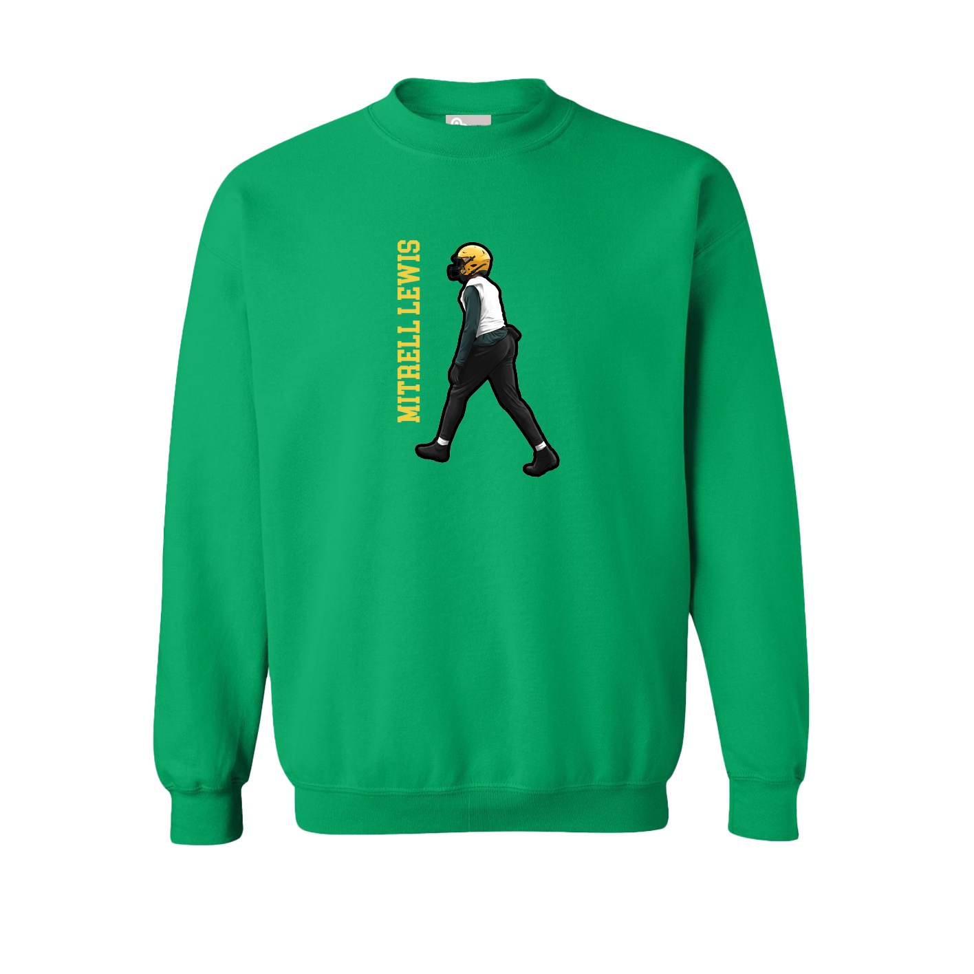 Fleece Crew — Name Vertical in Green