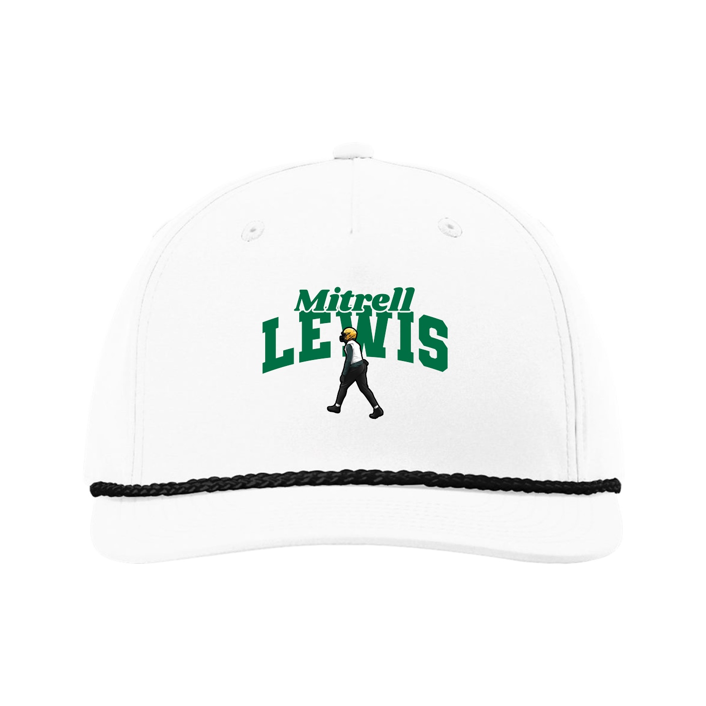 Five-Panel Classic Rope Cap — Signature Arch in White