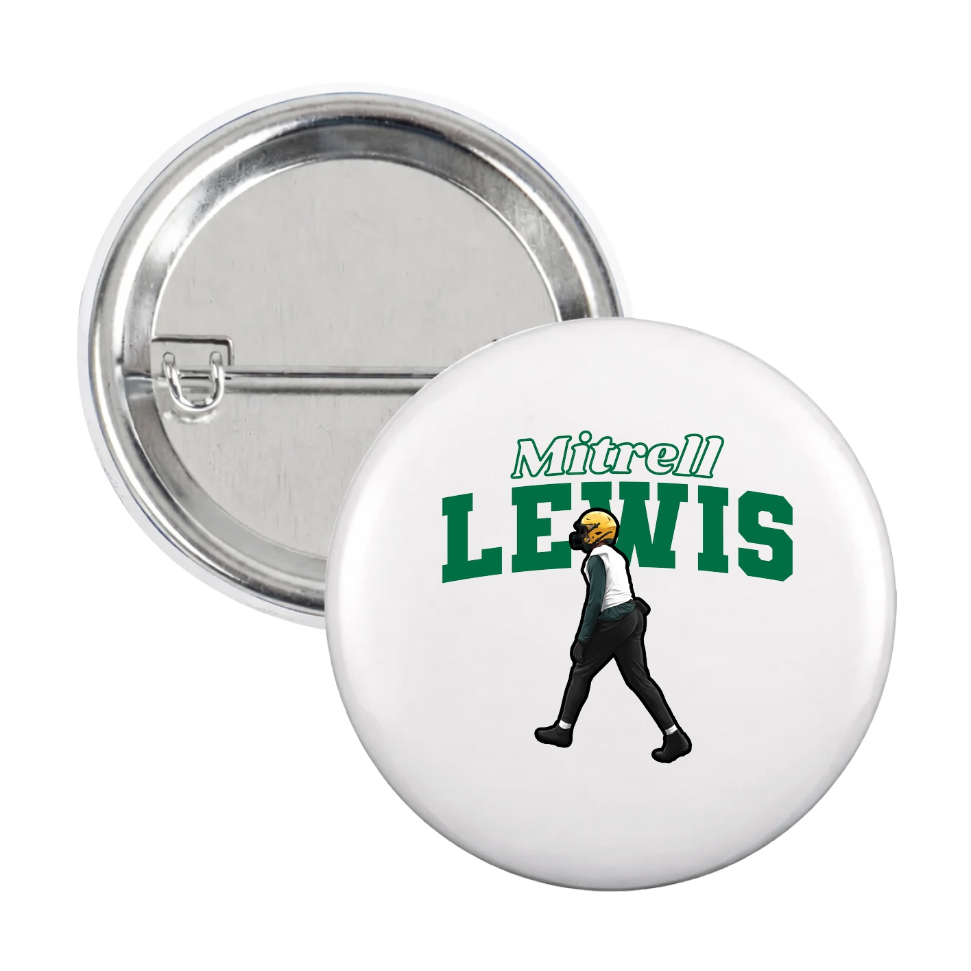 Game Day Button — Name Arch in White