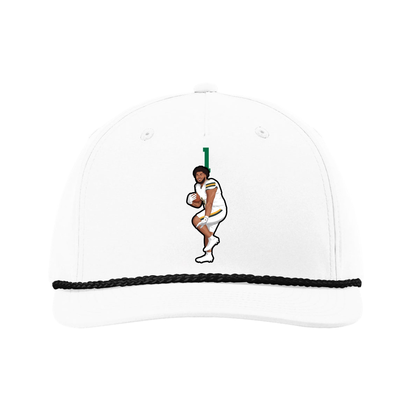 Five-Panel Classic Rope Cap — Number Top in White