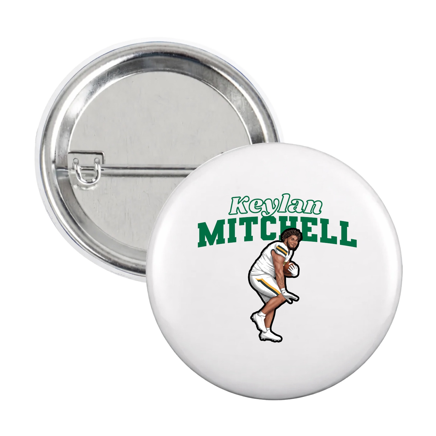 Game Day Button — Name Arch in White