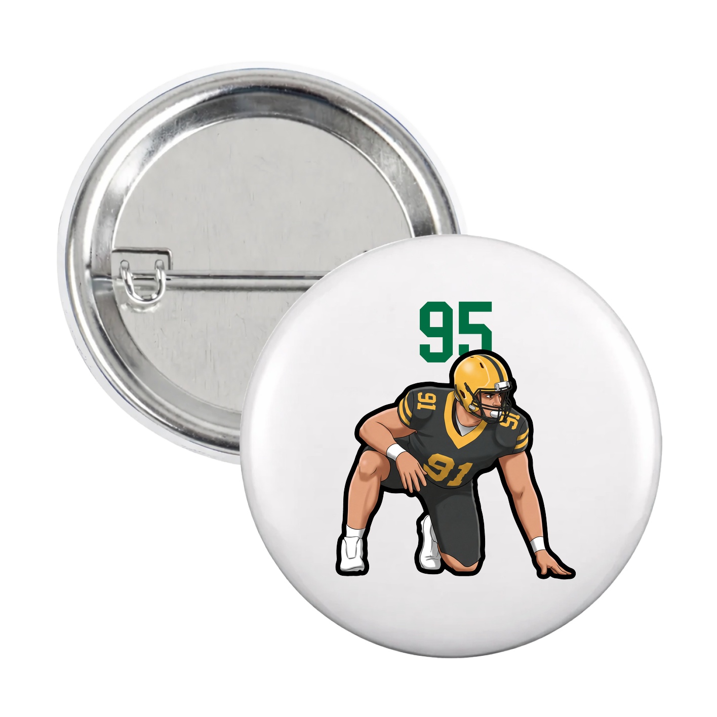 Game Day Button — Number Top in White