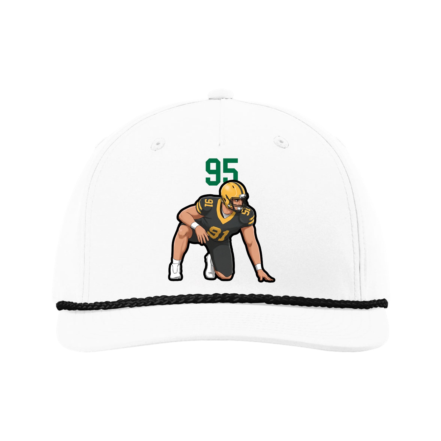Five-Panel Classic Rope Cap — Number Top in White