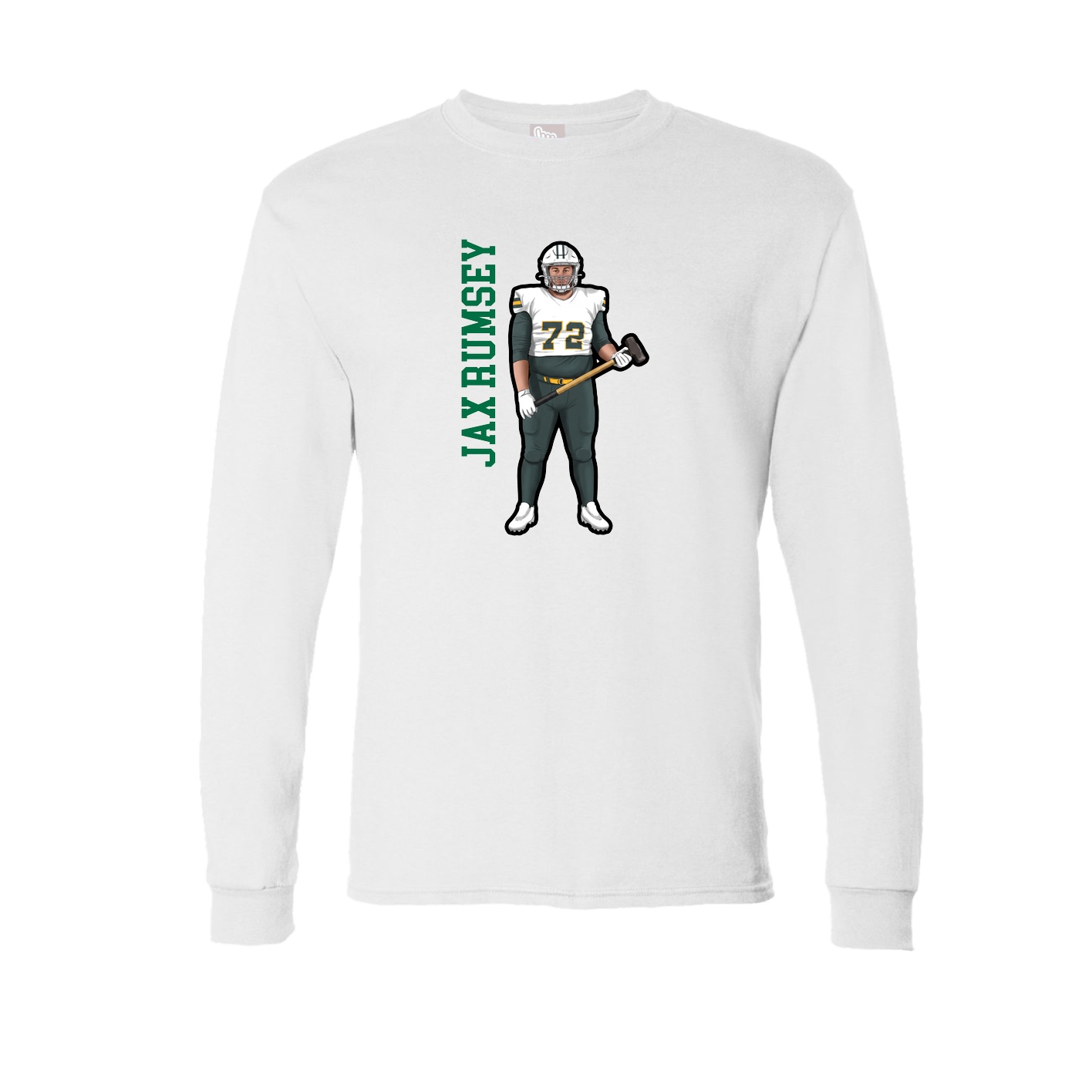 Long Sleeve Tee — Name Vertical in White