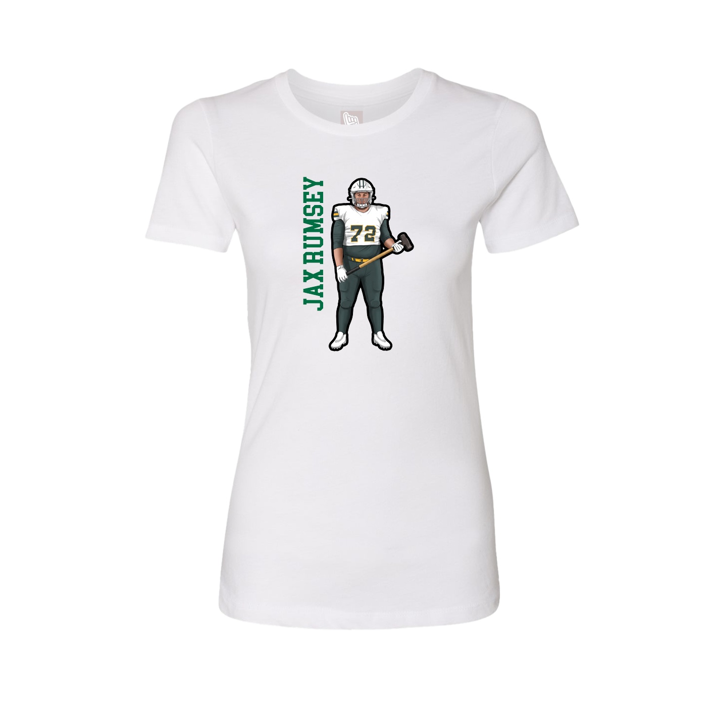 Fitted Women's Tee — Name Vertical in White
