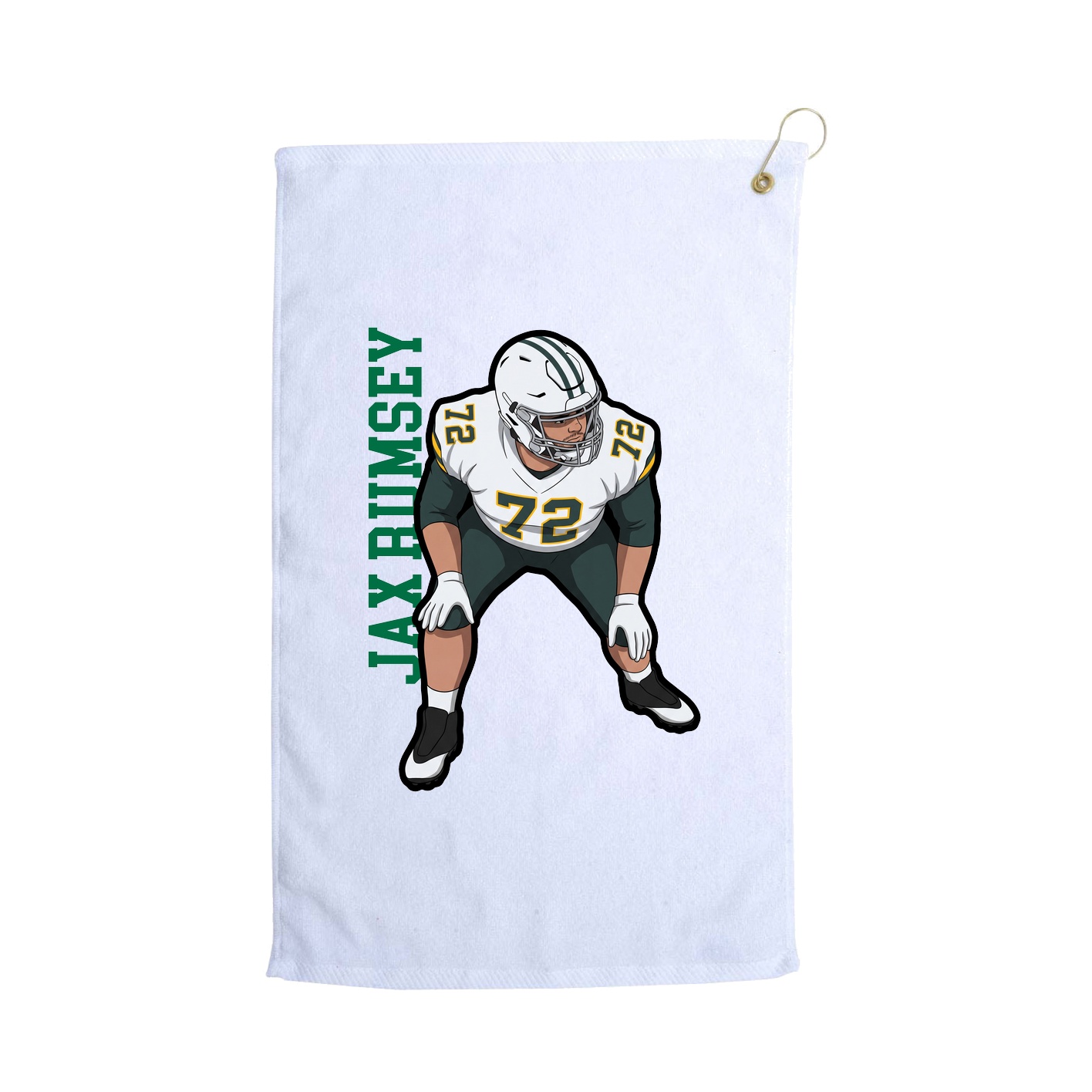 Golf Towel — Name Vertical in White