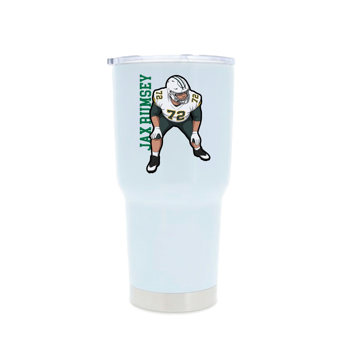 30oz Stainless Steel Tumbler — Name Vertical in White