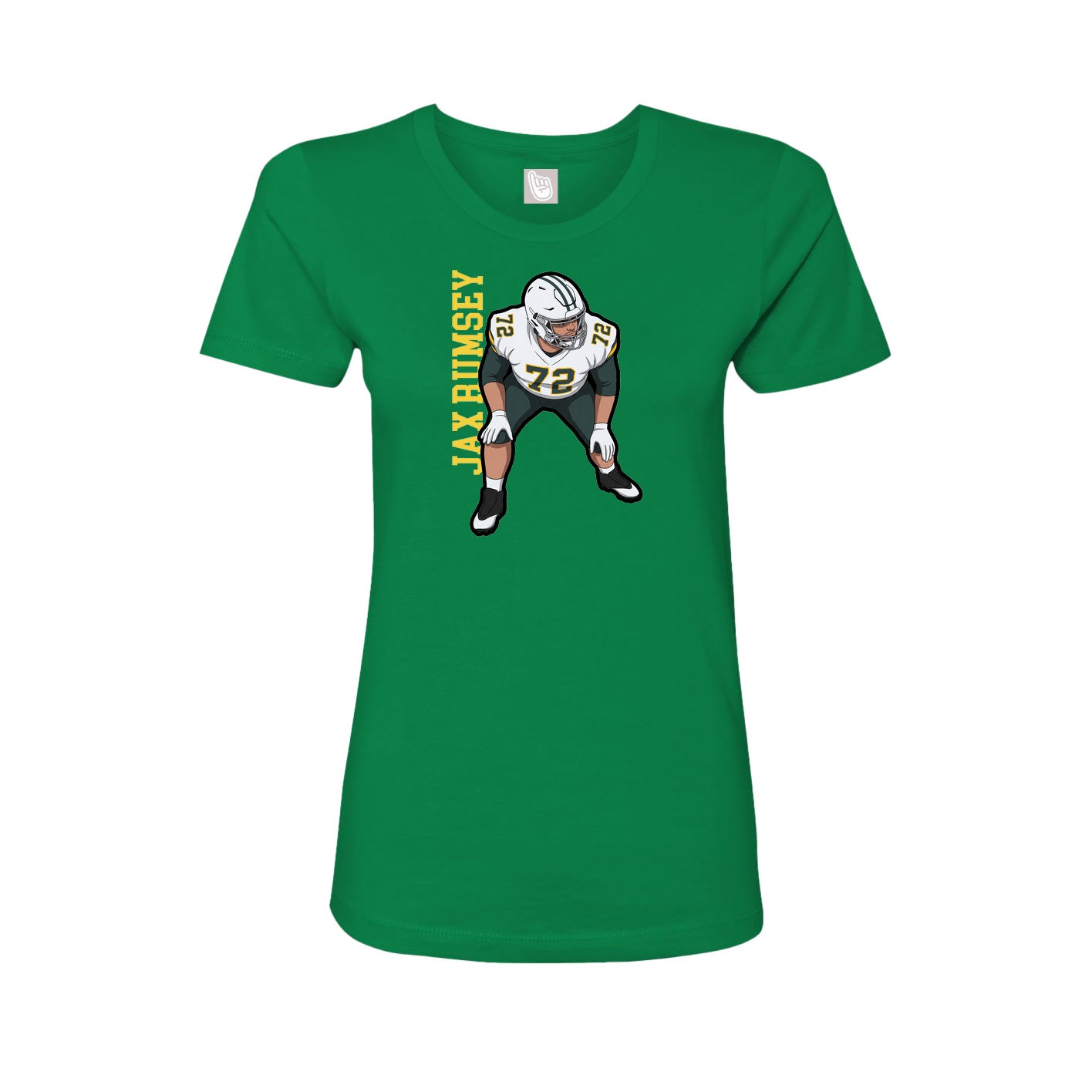 Fitted Women's Tee — Name Vertical in Green