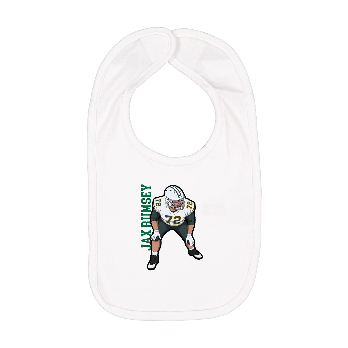 Infant Bib — Name Vertical in White