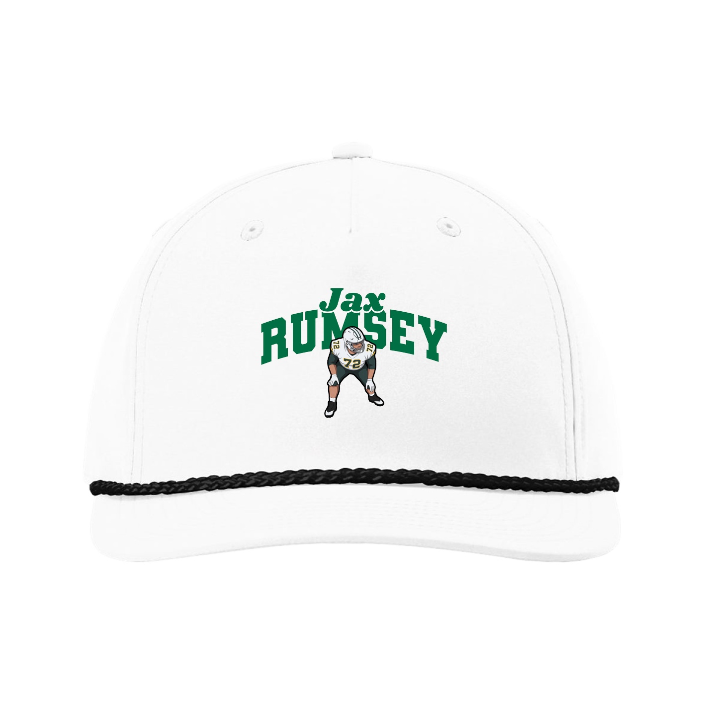 Five-Panel Classic Rope Cap — Signature Arch in White