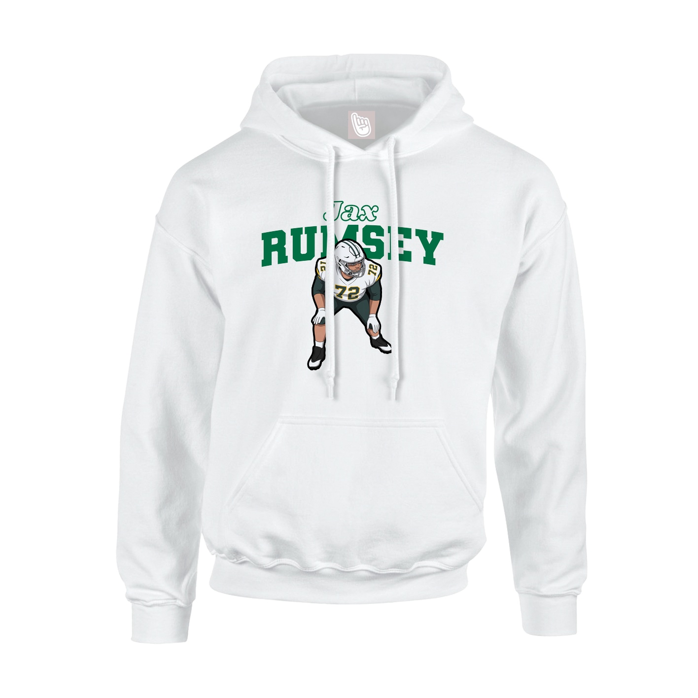 Youth Hoodie — Name Arch in White