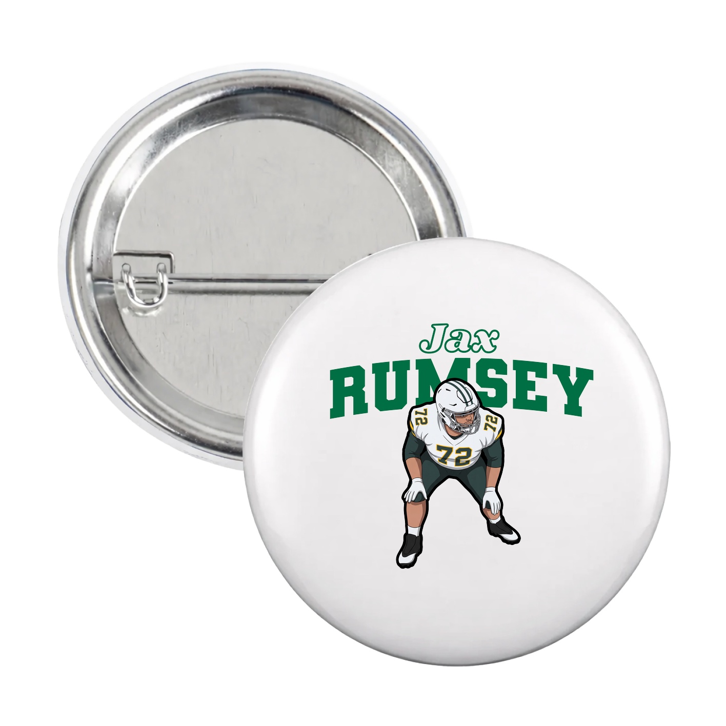 Game Day Button — Name Arch in White