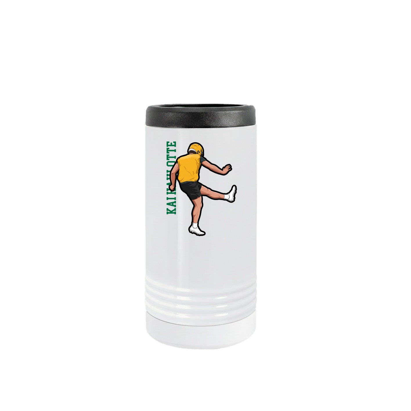 Slim Beverage Holder — Name Vertical in White
