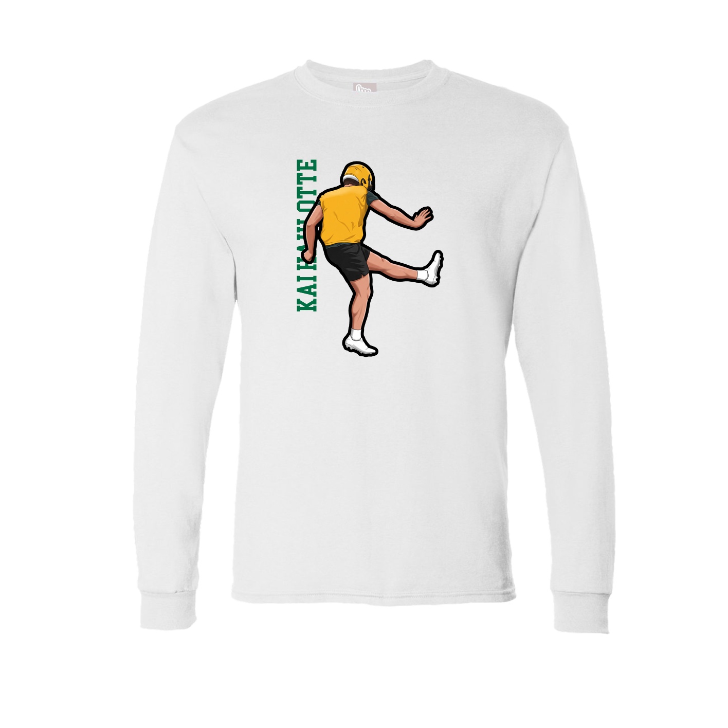 Long Sleeve Tee — Name Vertical in White