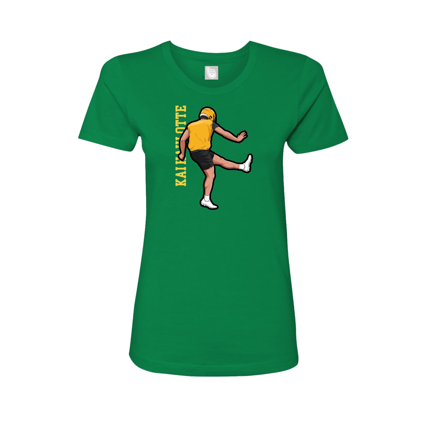 Fitted Women's Tee — Name Vertical in Green