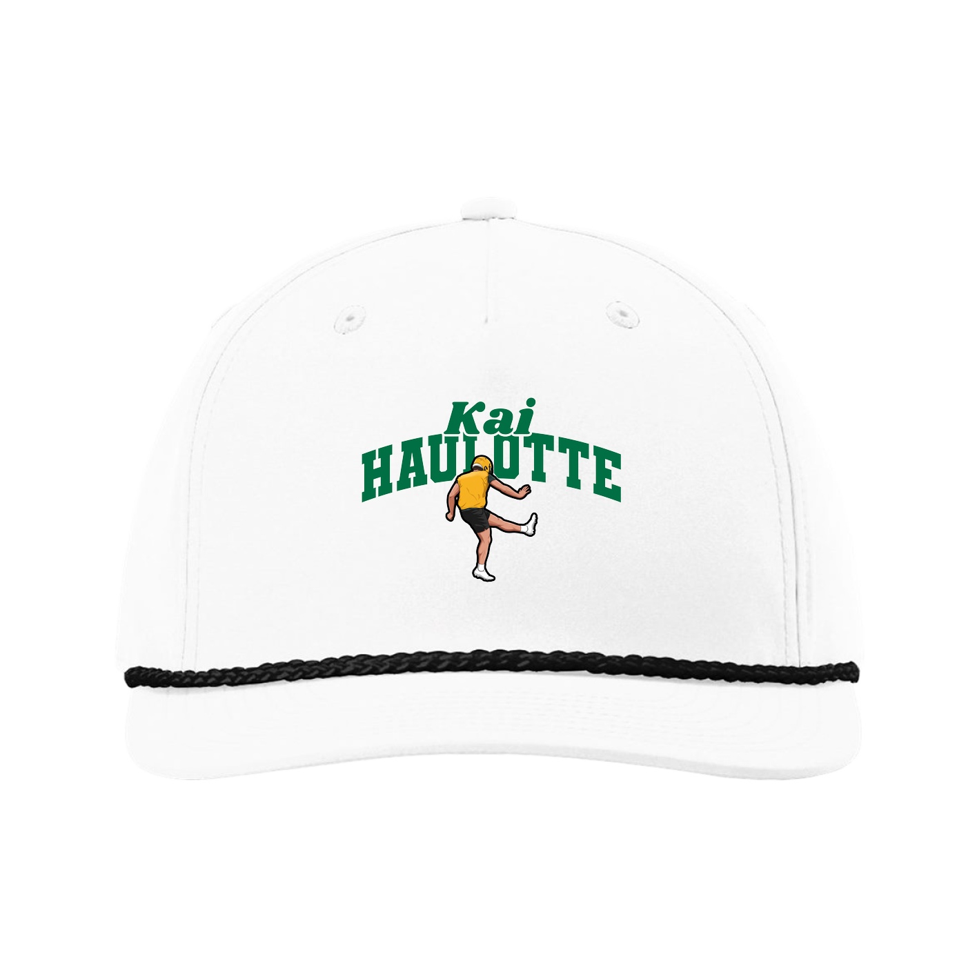 Five-Panel Classic Rope Cap — Signature Arch in White
