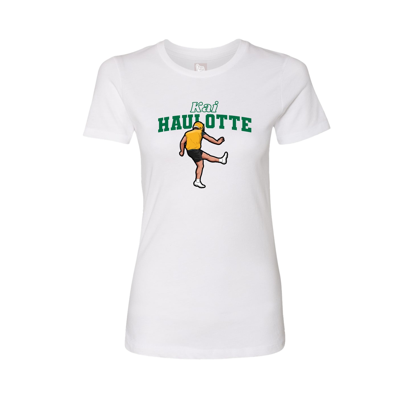 Fitted Women's Tee — Name Arch in White