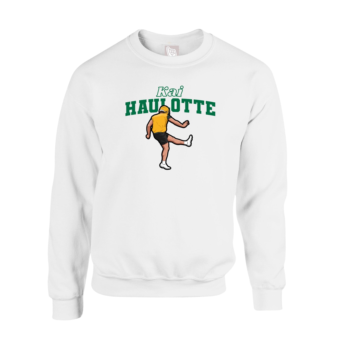 Fleece Crew — Name Arch in White