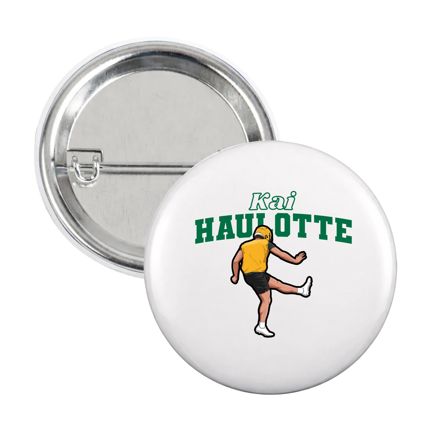 Game Day Button — Name Arch in White