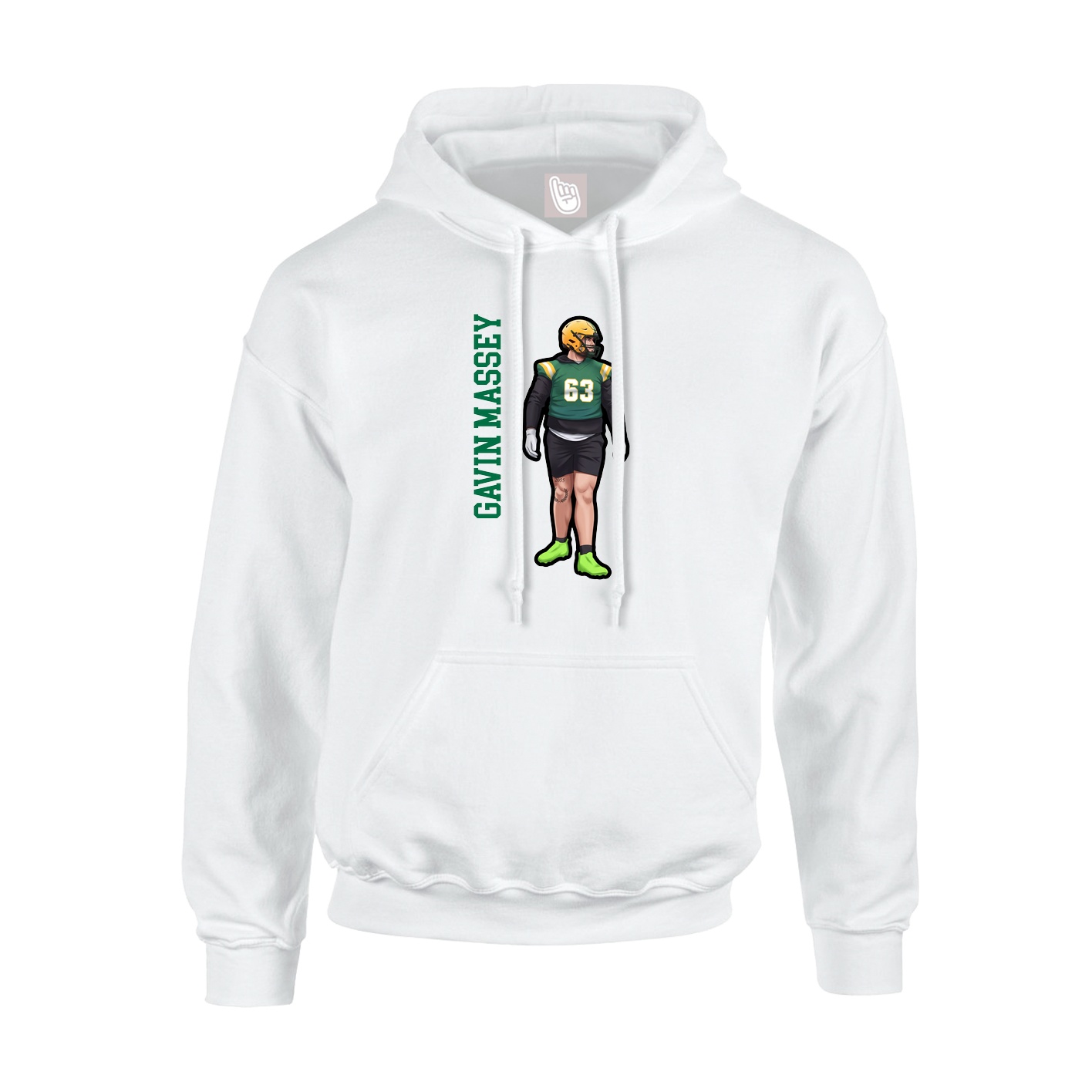 Youth Hoodie — Name Vertical in White