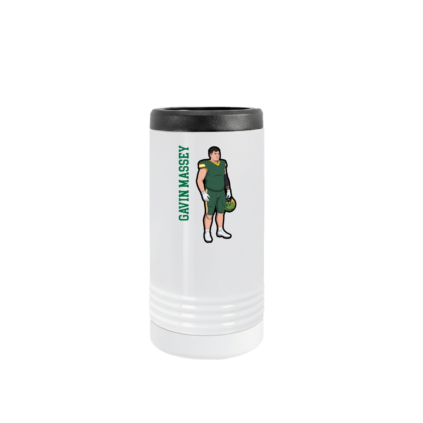 Slim Beverage Holder — Name Vertical in White