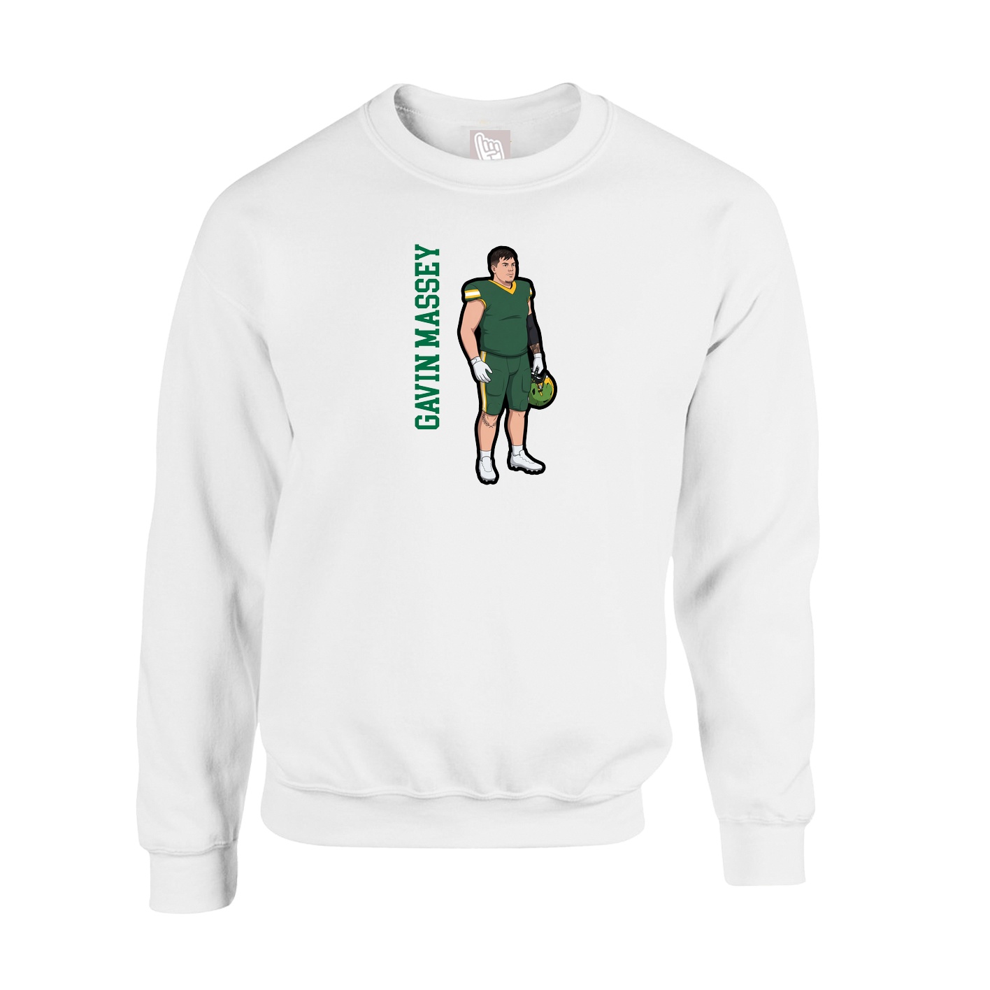 Fleece Crew — Name Vertical in White