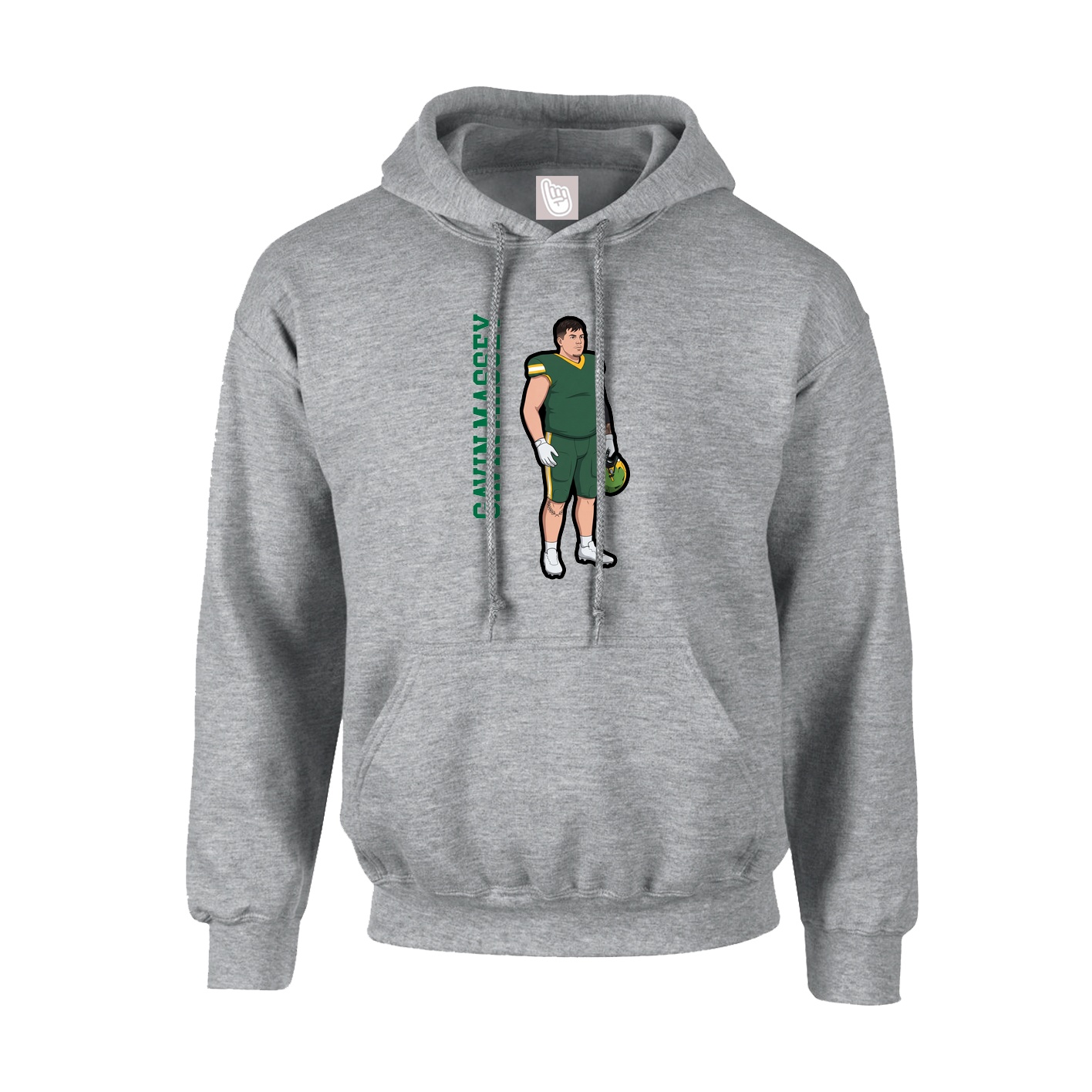 Youth Hoodie — Name Vertical in Grey