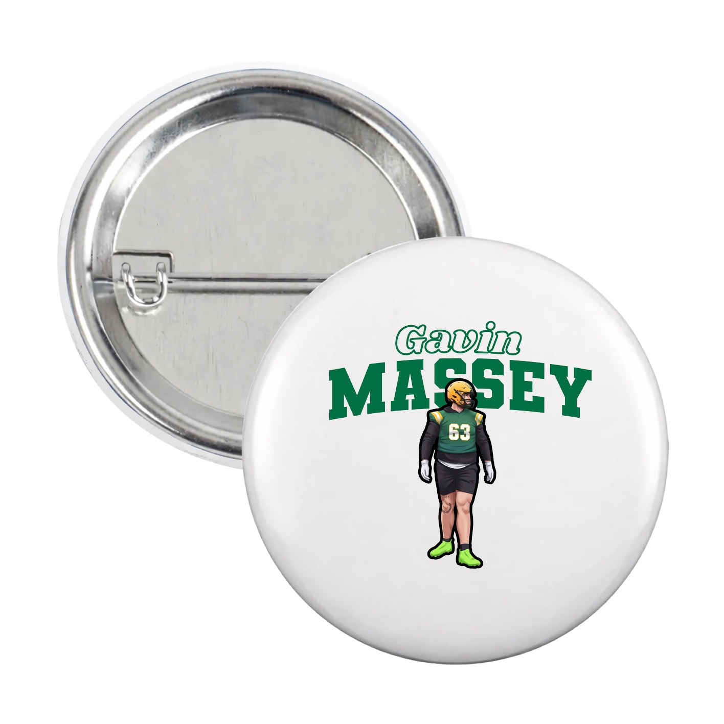 Game Day Button — Name Arch in White