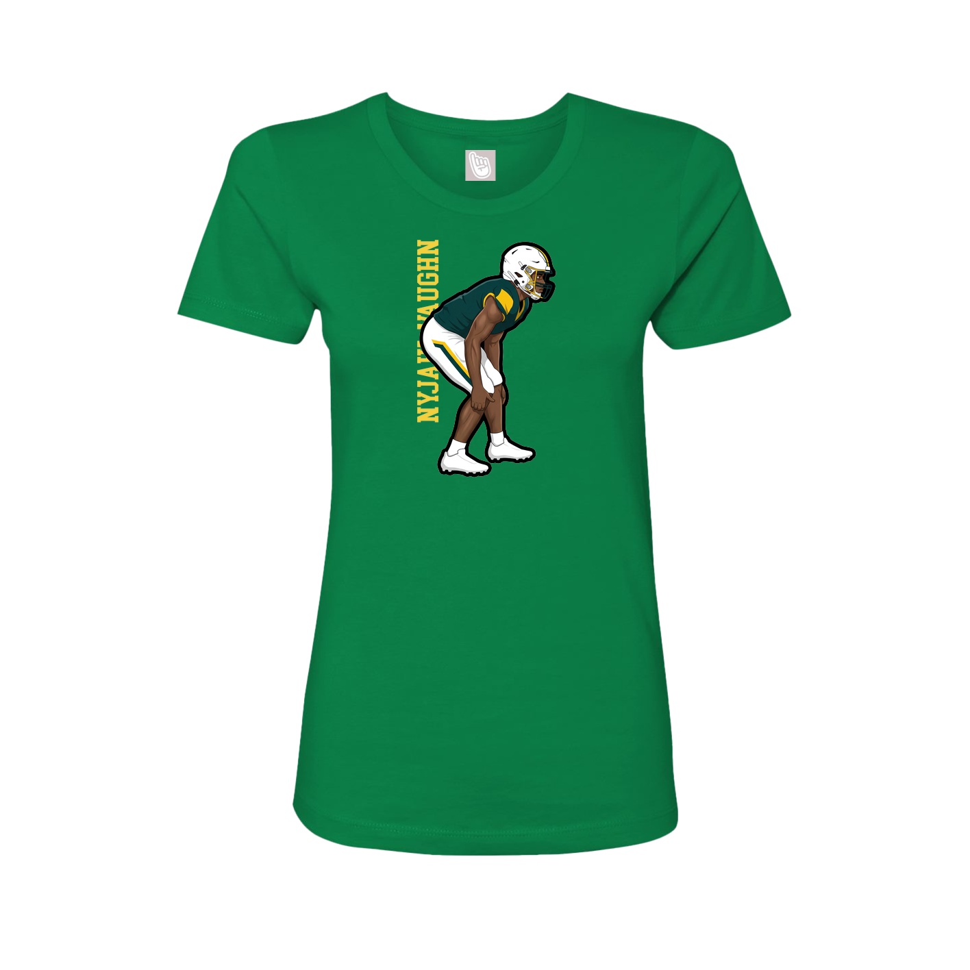 Fitted Women's Tee — Name Vertical in Green